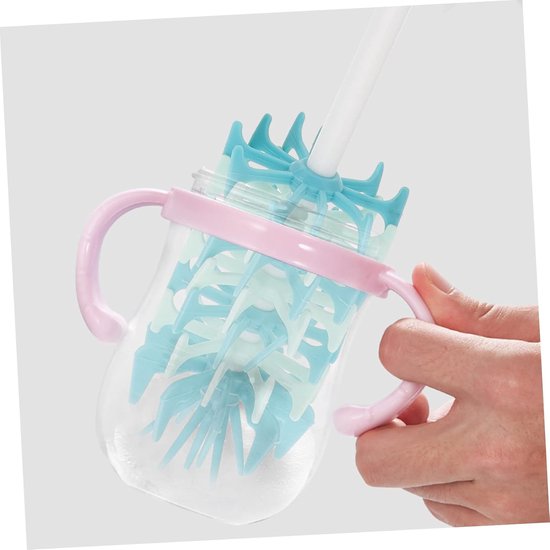 Flessenreinigingsborstel - Babyfles Borstel - Flessen Schoonmaken - Siliconen met Lange Steel - 32 cm - Blauw — afbeelding 4
