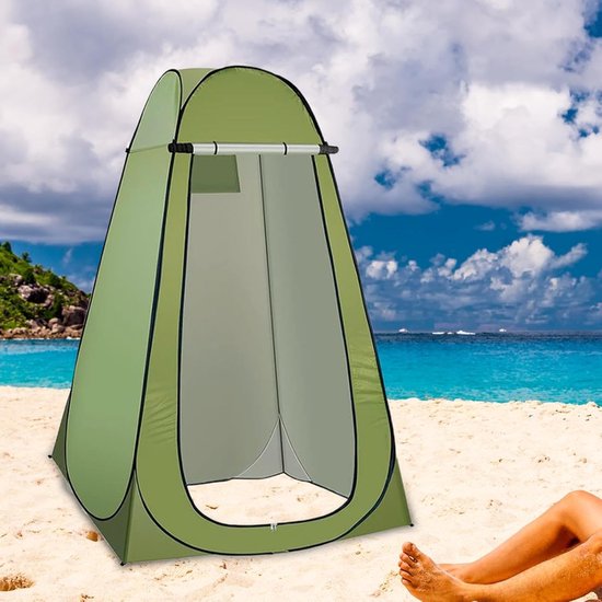 Pop-up douchetent, buitenkampeertent met toilet - draagbare cabine voor volwassenen - warme douche, kleedkamer voor wandelaars, legergroen van AFLOBA — afbeelding 3