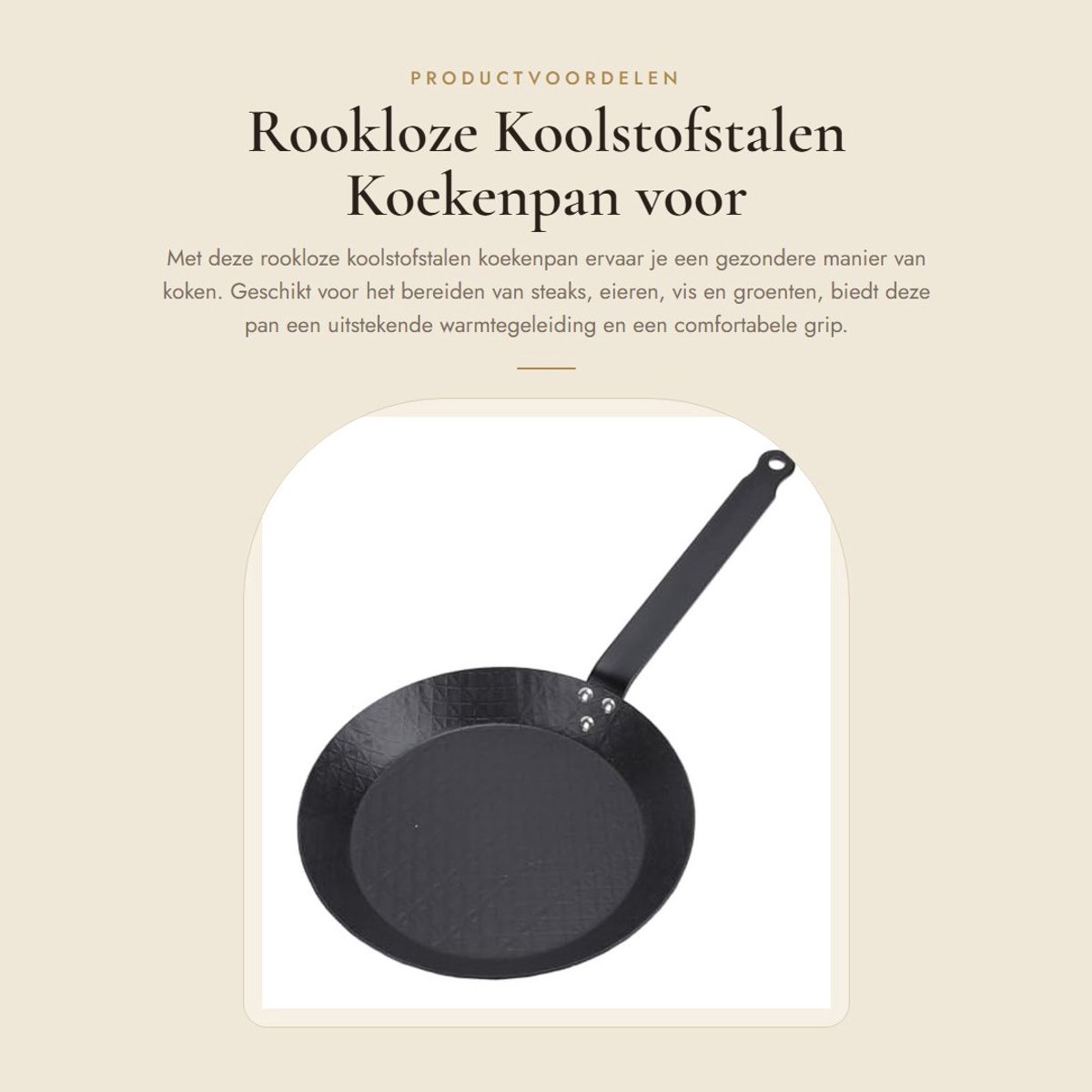 Dailygoods - Rookloze Koolstofstalen Koekenpan voor Gezond Koken