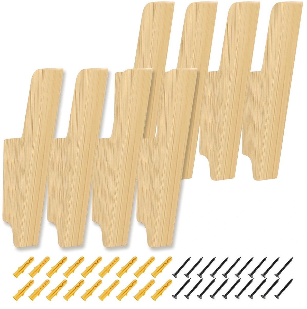 Dailygoods- Kledinghaken 8 Stuks - Houten Kledinghaken - Jashaak - Wandhaken - Robuust Eikenhout - Elegante Oplossing voor Organisatie - Kapstokhaken