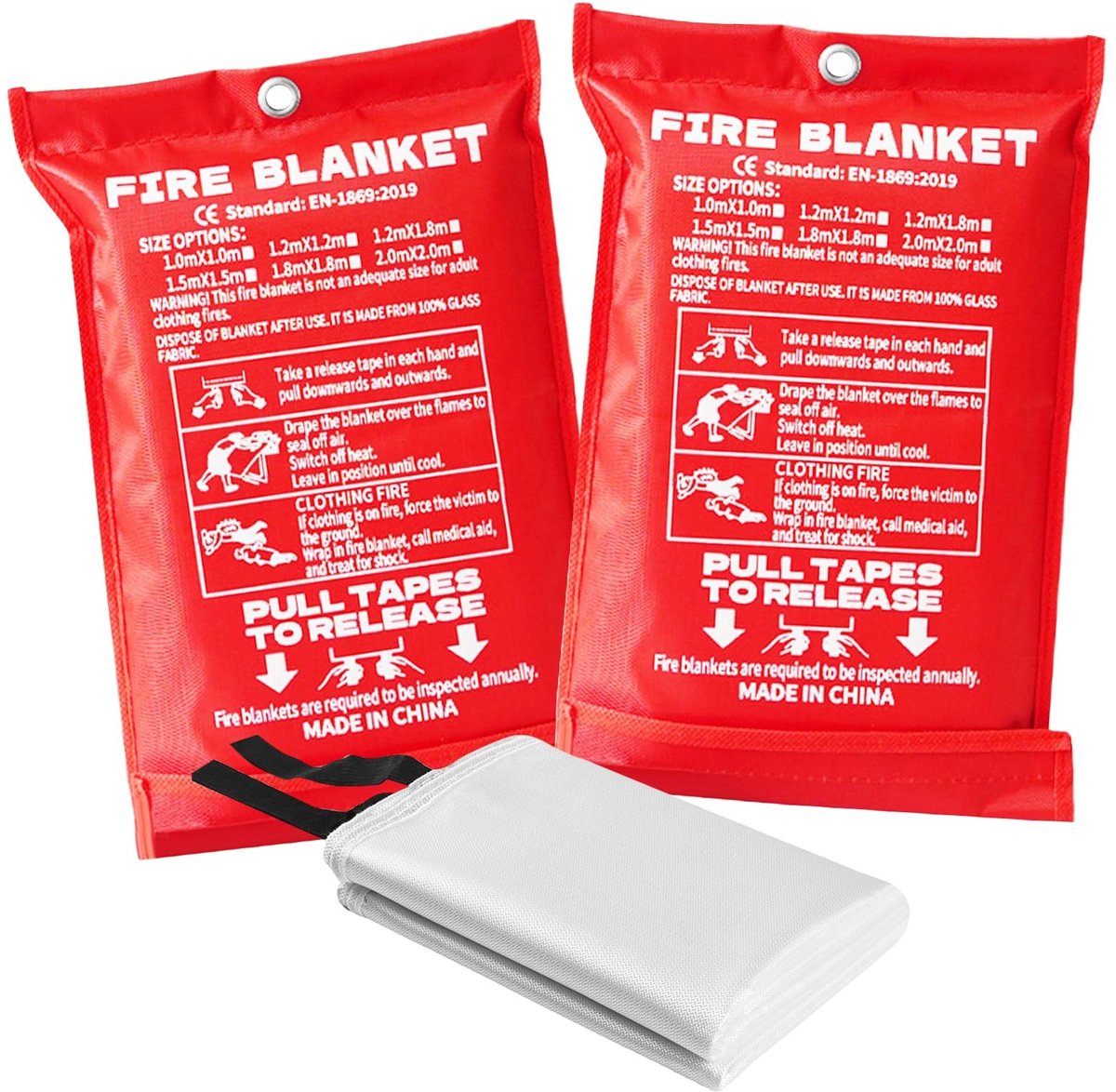 Dailygoods - Brandblusdeken 120 x 120 cm, 2 Stuks voor Veiligheid in Huis