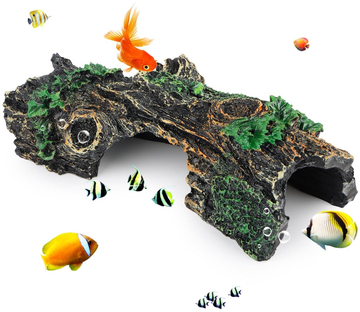 Dailygoods- Aquariumdecoratie Hars - Boomstam Ornament - Holle Stam Simulatie - Decoratie voor Reptielen - Zwemhabitat - Multifunctioneel - Aquarium Ornament