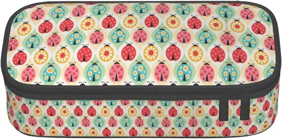 Potlood Case - Etui Pennen - School Werk - Grote Capaciteit - 20 x 9 cm - Lieveheersbeestjes Patroon