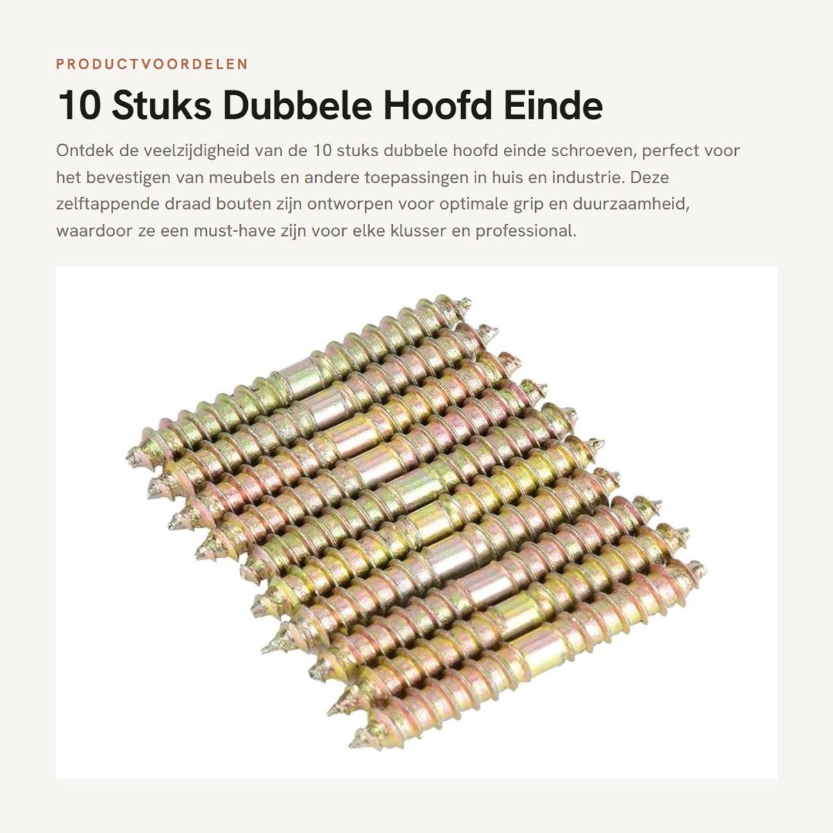Dailygoods- Schroeven 10 stuks - Dubbele Hoofd Einde - Zelftappende Draad - Bevestiging - Meubels - Hoogwaardige Kwaliteit - Houtschroeven