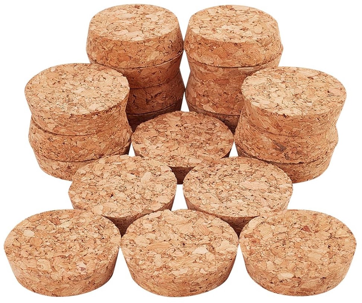Dailygoods- Kurkstoppen 20 Stuks - Duurzame Houten Flesstopper - Kegelvormige Kurken - 48x44x13 mm - Geschikt voor Wijn/Bier - Handwerk Accessoires - Flesstop
