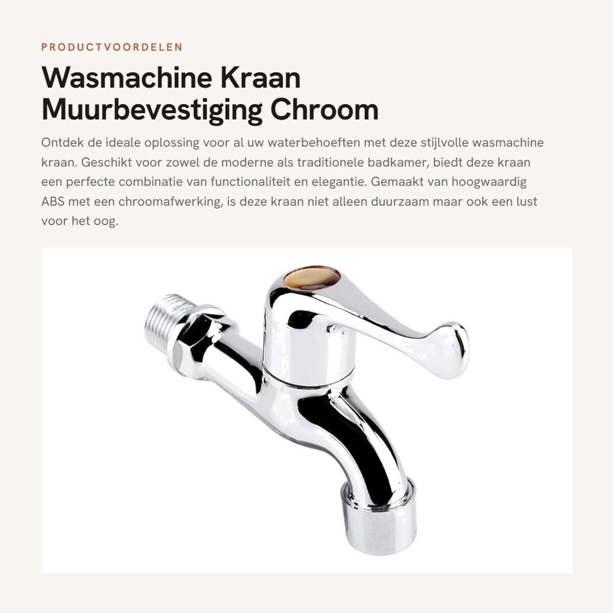 Dailygoods- Wasmachinekraan Hoogwaardige ABS - Kraan met Enkele Uitloop - Verstelbare Waterstroom - Snelle Installatie - Chroom Afwerking - Duurzaam en Elegant