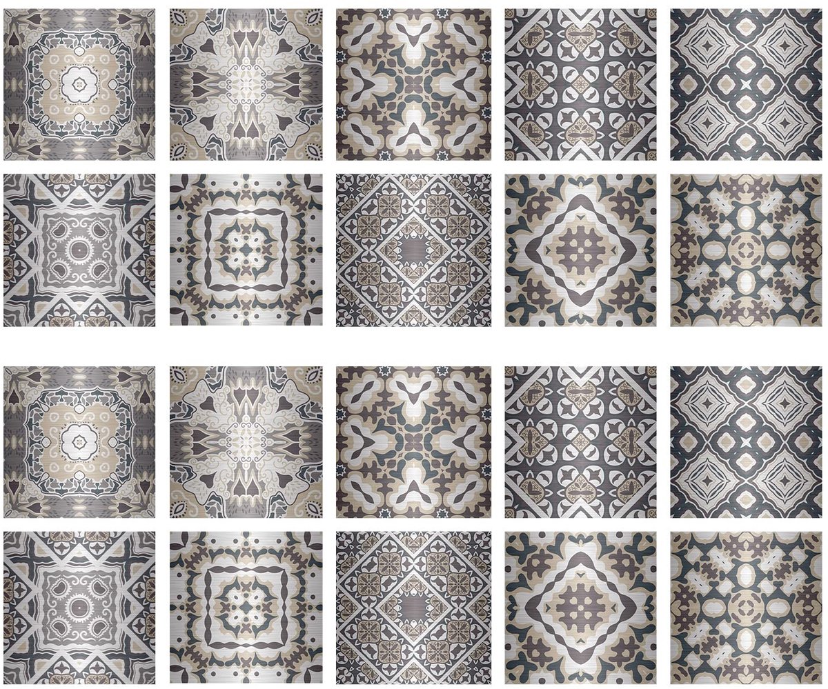 Dailygoods- Tegelstickers Zelfklevend - 20 Stuks - 15 x 15 cm - Voor Keuken/Badkamer - Eenvoudig Aanbrengen/Verwijderen - Metallic Zilvergrijs - Wanddecoratie