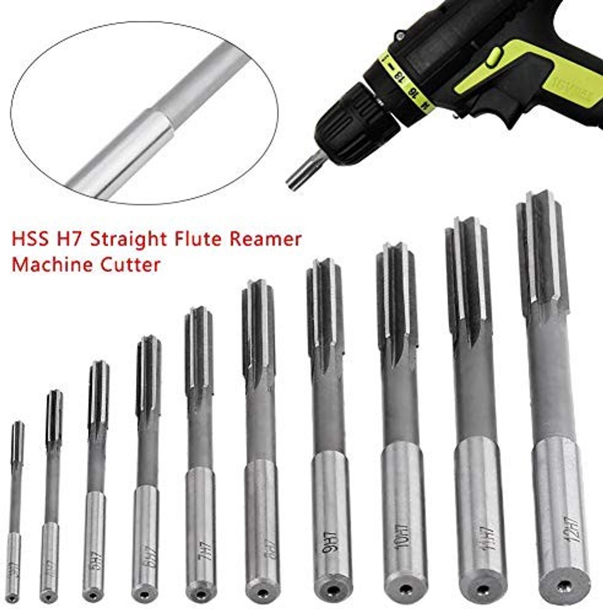 Dailygoods- Spanruimerset 10 Stuks - HSS Ruimers - Schachtdiameter 3-12 mm - Hoogwaardig Snelstaal - Hoge Nauwkeurigheid - Lange Levensduur
