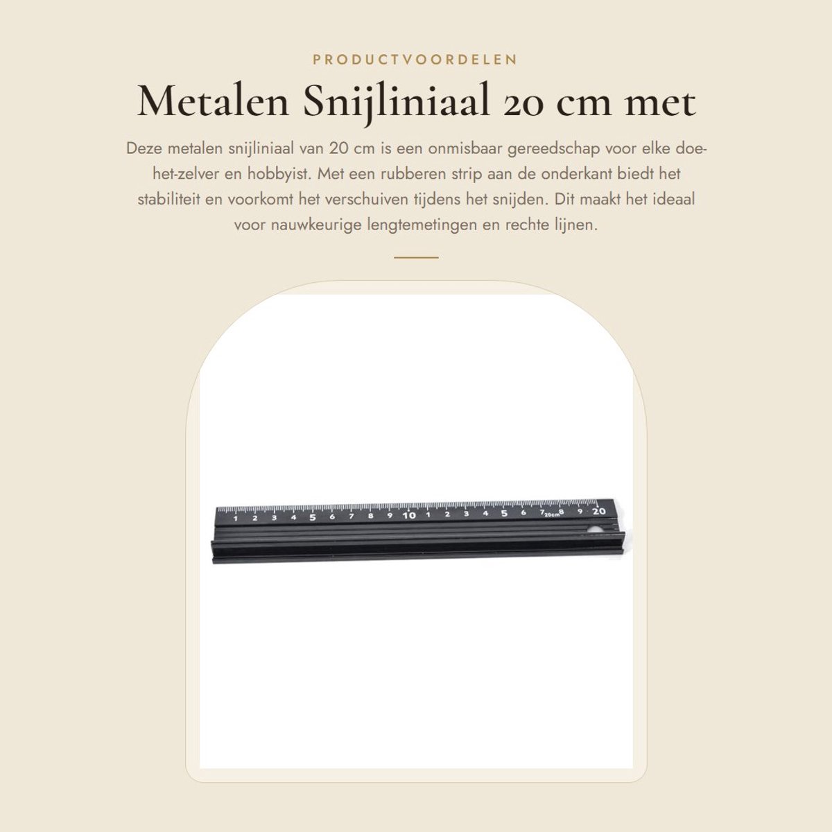 Dailygoods- Snijliniaal 20 Cm - Metalen Veiligheidsliniaal - Rubberen Strip - Antislip Onderkant - Aluminiumlegering - Beschermplaat tegen Letsel - Snijlijn