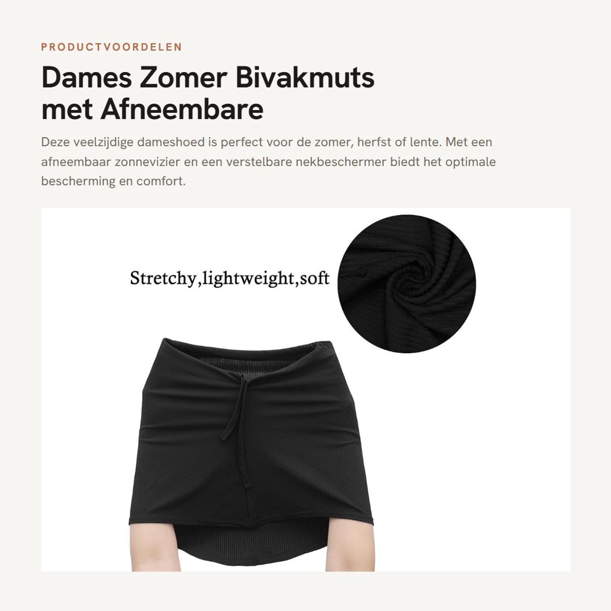 Dailygoods- Bivakmuts Dames - Lichtgewicht Capuchon Hoed - Afneembaar Zonnevizier - Verstelbare Nekbeschermer - Ademend Polyester - Casual Draagcomfort