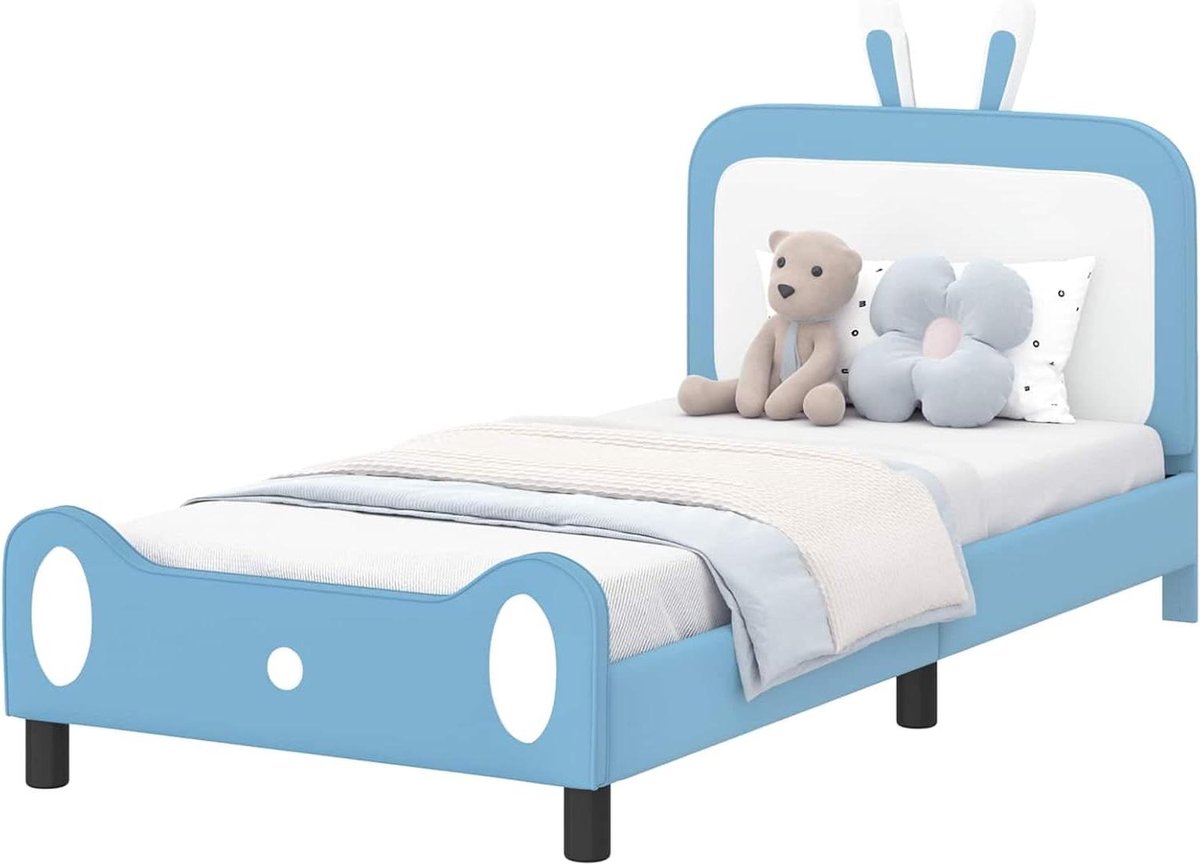 Kinderbedframe met hoofdeinde - Eenpersoonsbed Opbergbed - Slaapkamer Inrichten - Ruimtebesparend Hoofdeinde - 80 x 200 cm - Blauw