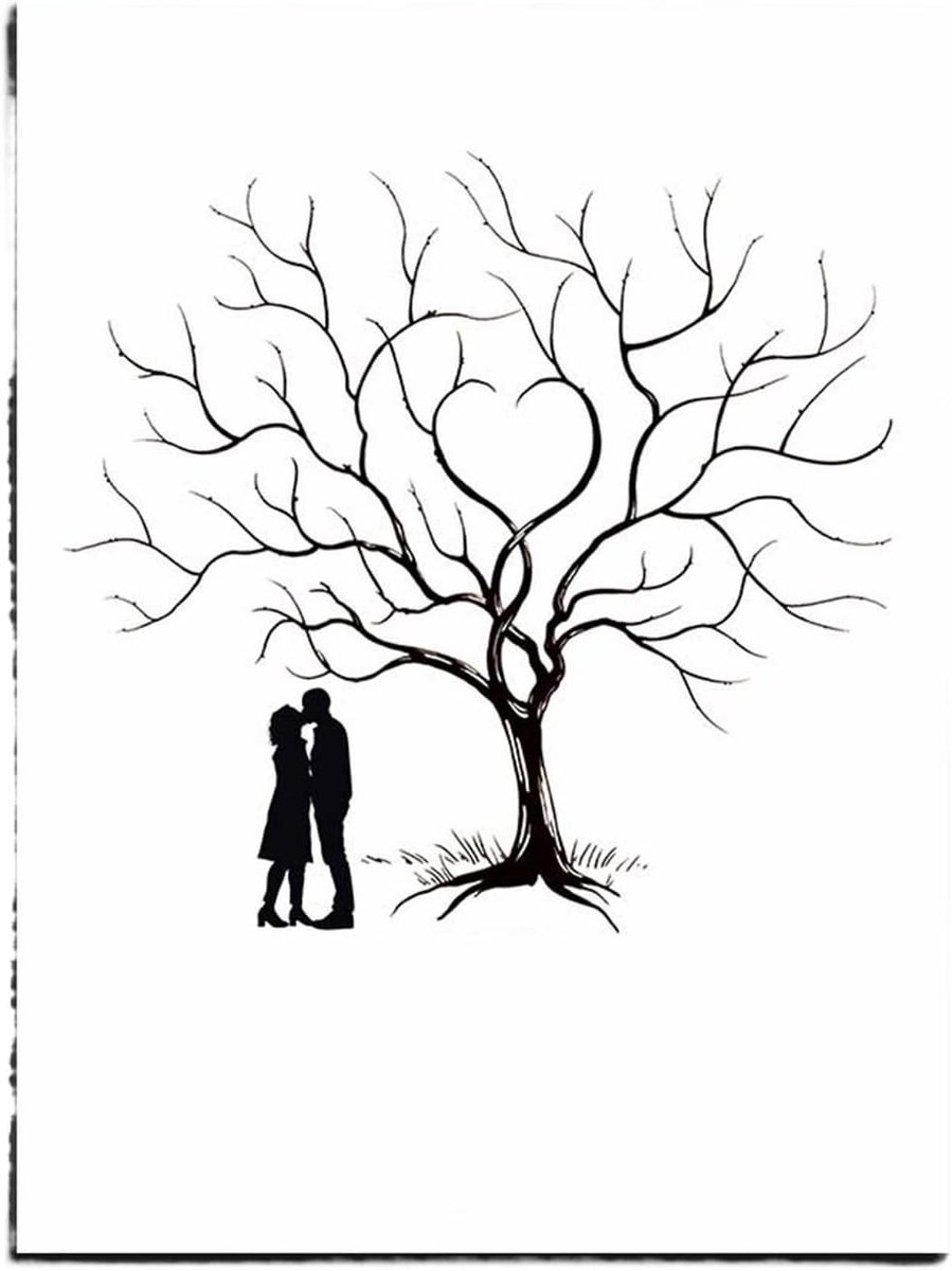 Gastenboek Canvas - Herinneringen Boom - Bruiloft Vieren - Unieke Gastenprints - 40 x 60 cm - Meerdere Kleuren