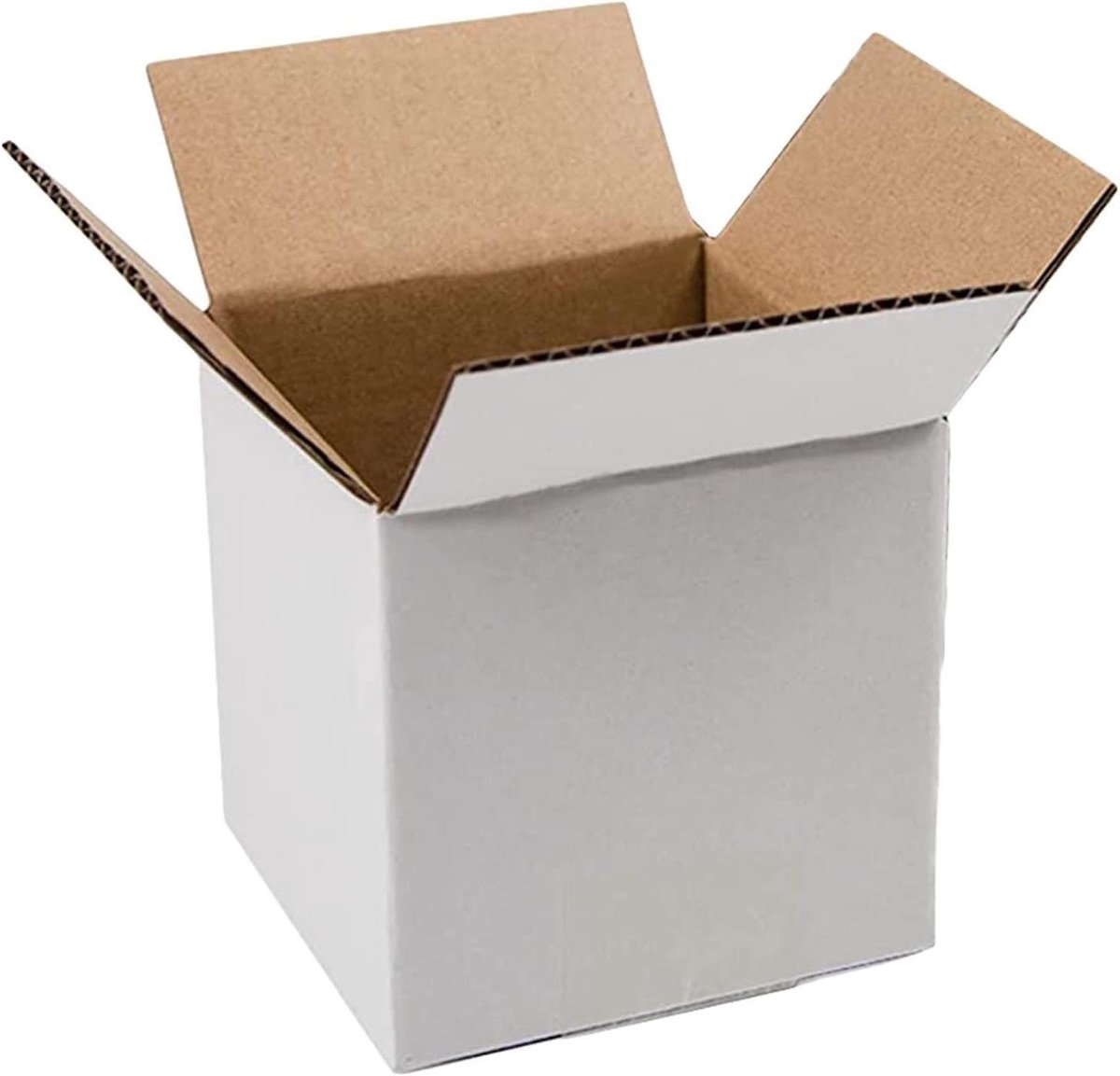 Opbergdozen Karton - Verhuisdozen Opslag - Spullen Verpakken - Dubbelwandig Golfkarton - 25 x 25 x 25 cm - Wit