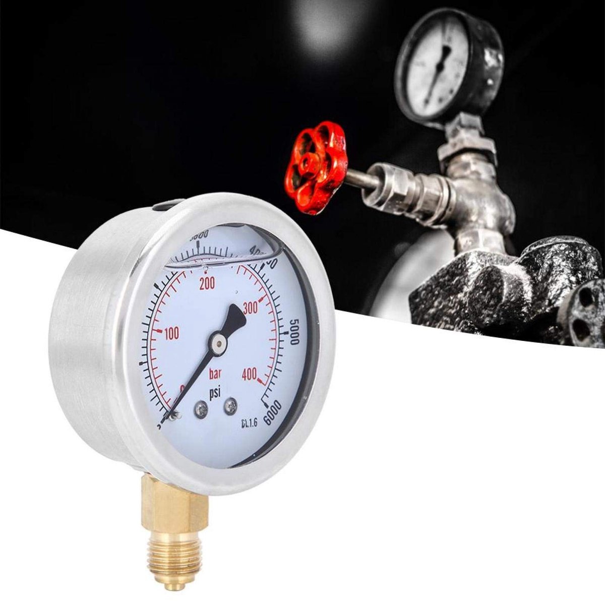 Dailygoods- Drukmeter 0-400 bar - Radiale manometer - Roestvrij staal - 1/4 BSP aansluiting - 68mm diameter - Geschikt voor machines