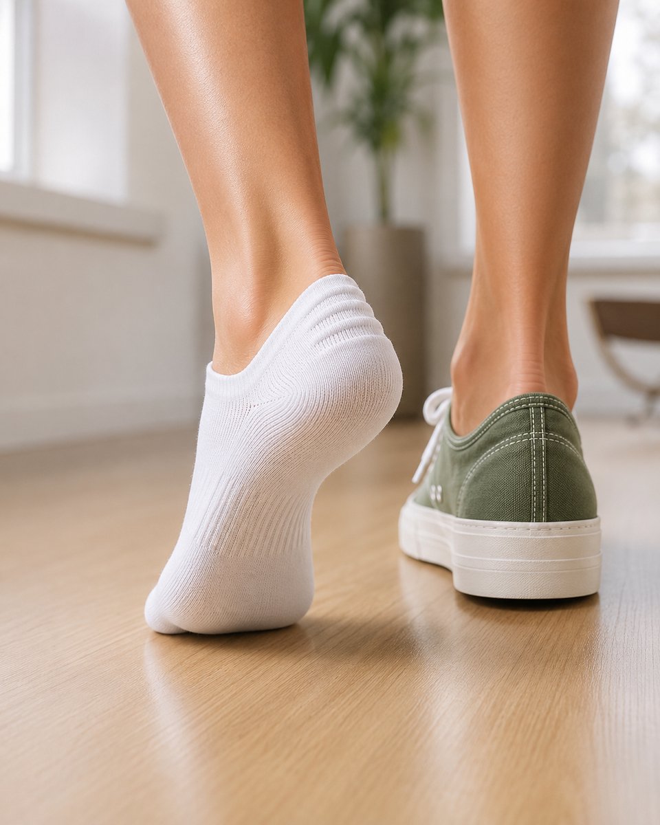 Norfolk Footies - Anti-slip Hak - 6 Paar Onzichtbare Sokken - 80% Katoen - 35-38 - Wit - Footies Dames - Tokyo