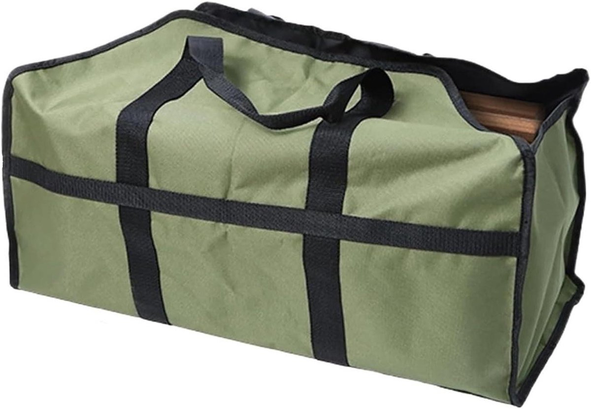 Brandhout Opbergtas - Houthouder Drager - Haardhout Opslag - Grote Capaciteit - 61 x 30 x 25 cm - Grijs