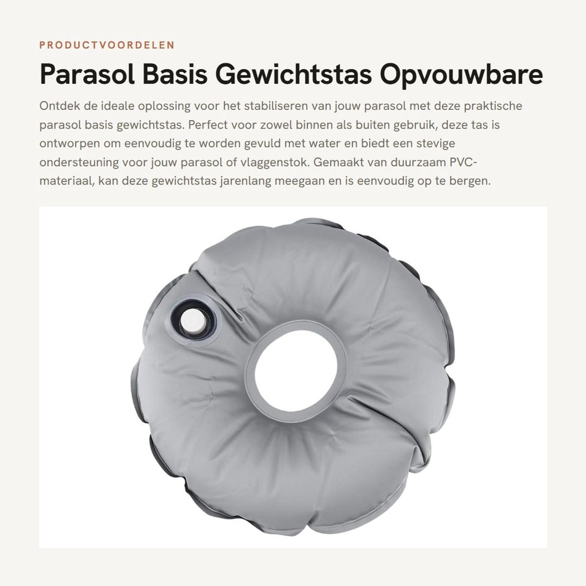 Dailygoods- Gewichtstas Opvouwbaar - Vlag Basis - Geschikt voor Binnen/Buiten - 7 kg Capaciteit - PVC Materiaal - Diameter 45 cm - Parasolgewicht