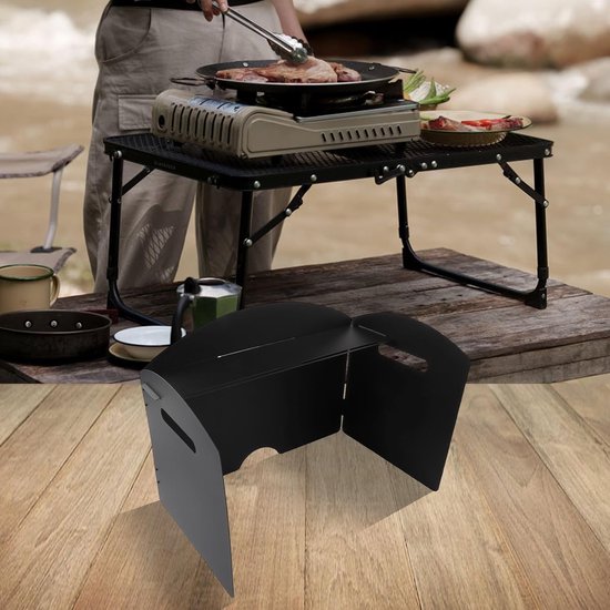 Camping Windscherm - Voorruit Gasfornuis - Outdoor Koken - Opvouwbaar Staal - 41x25x30cm - Zwart van Camping — afbeelding 3