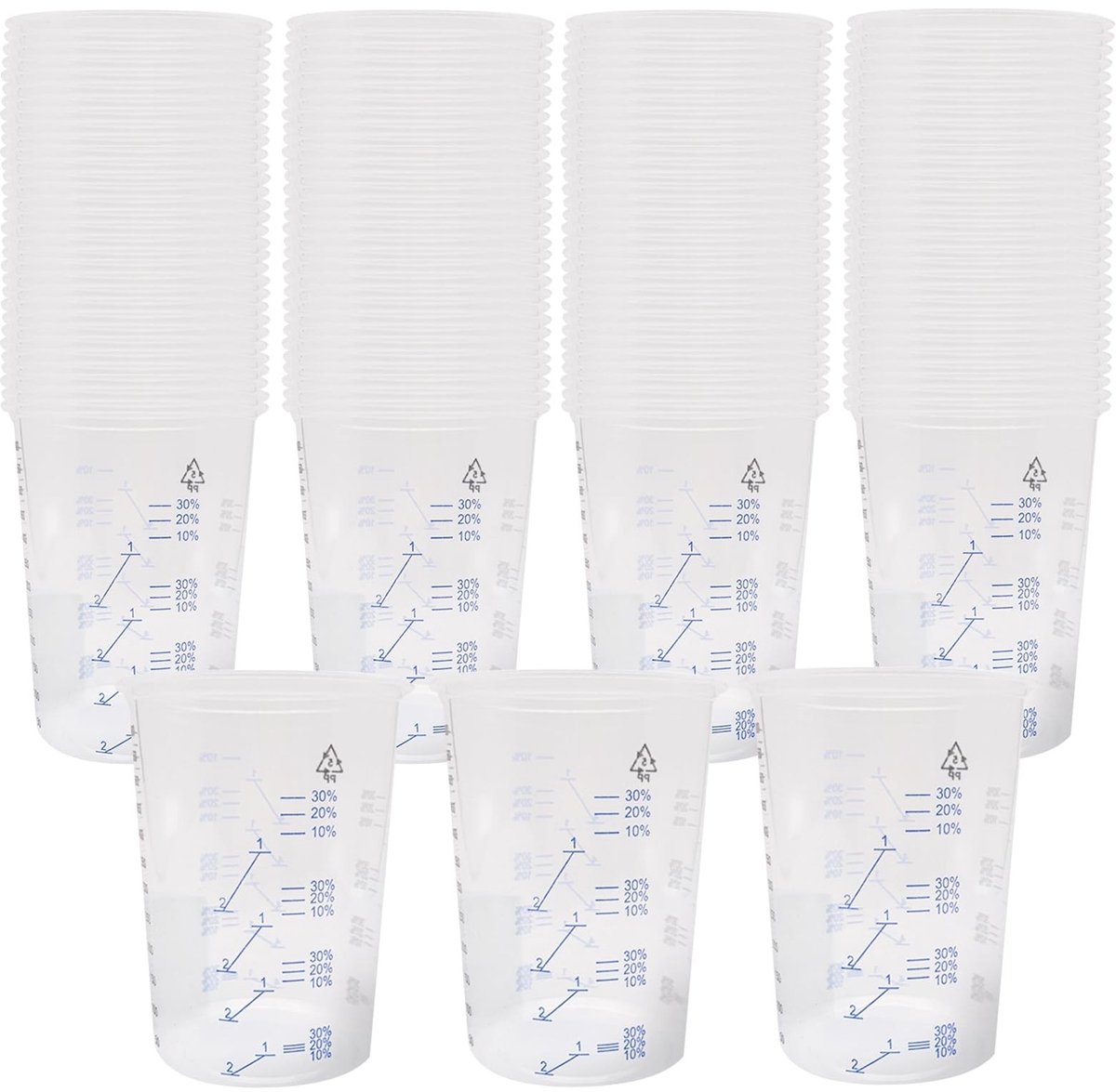 Dailygoods- Maatbeker 600 ml - Maatbeker kunststof - Maatbeker set 50 stuks - Mengbeker voor verf - Harsmengbeker - BPA-vrij kunststof
