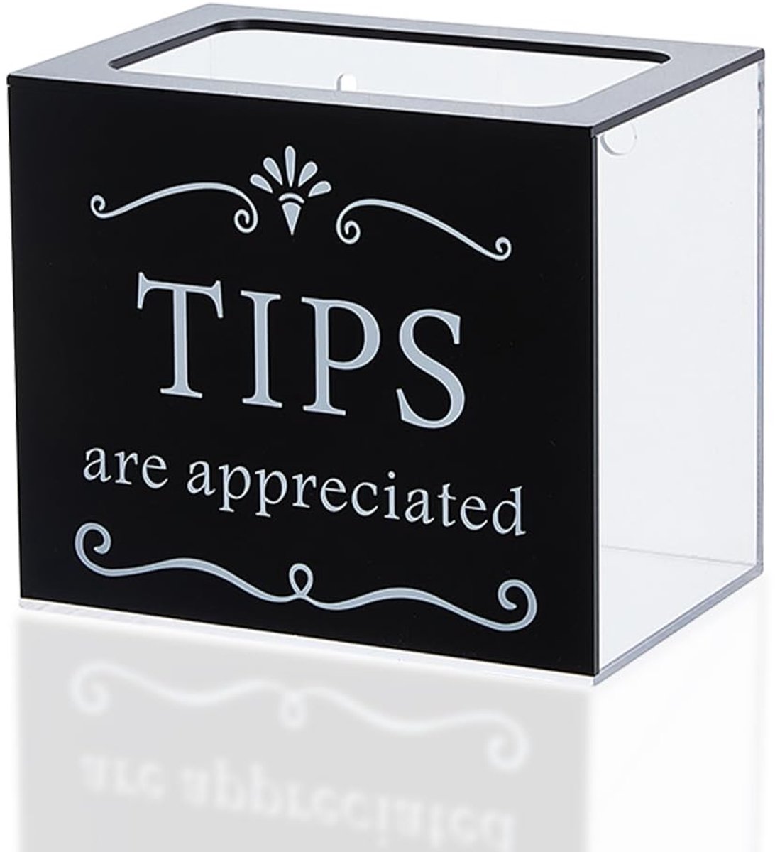 Dailygoods- Drinkgeldbox Zwart - Rechthoekige Dispenserbox - Kunststof Opbergbox - Afmetingen 15,5 x 10 x 13,5 cm - Voor Barkeepers/Bars/Restaurants - Fooienbox