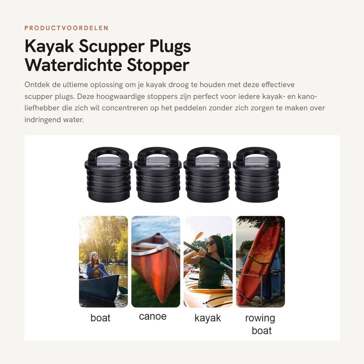 Dailygoods- Scupper Stopper 40mm - 4 Stuks - Hoogwaardige Rubber - Gemakkelijk te Installeren - Houdt Kayak Droog - Lichtgewicht en Draagbaar - Kayak Plug