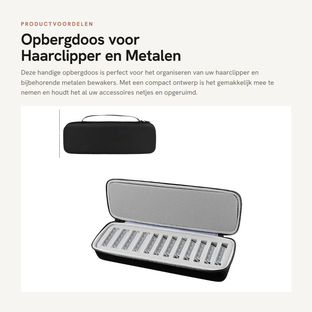 Dailygoods- Clipper Case - Opbergzak voor Haartrimmer - Bevat 12 Metalen Bewakers - Geschikt voor Oster - Afneembare Clippers - Duurzaam Materiaal - Opslagdoos