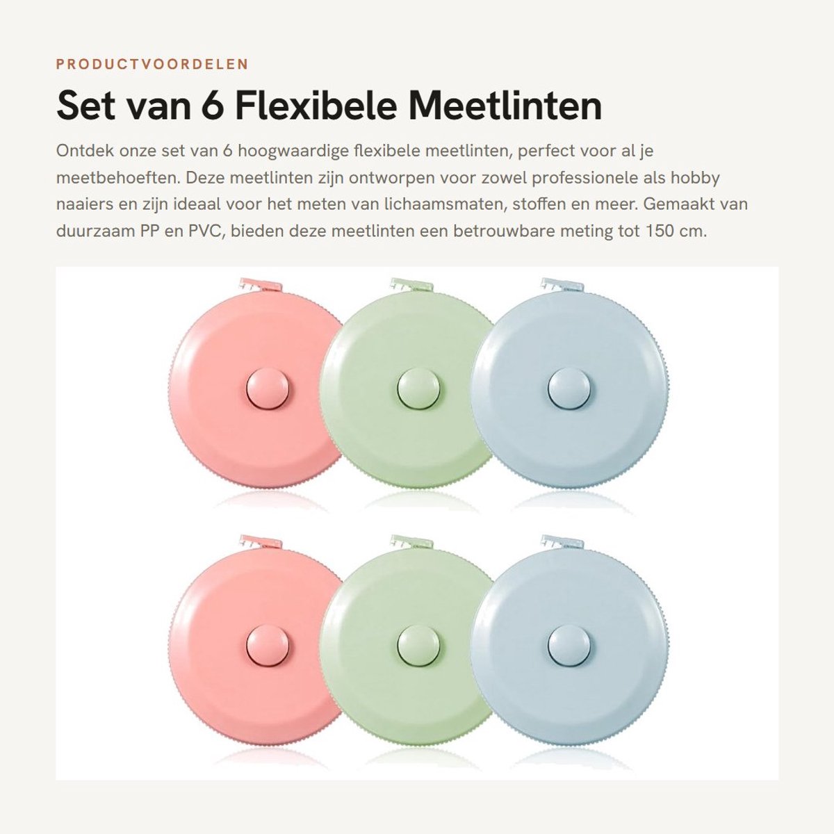 Dailygoods- Meetlint 1,5 m - Meetlint Lichaam - Naaien - Kleding - Set van 6 - Flexibel en Uitrekbaar - Meetlinten