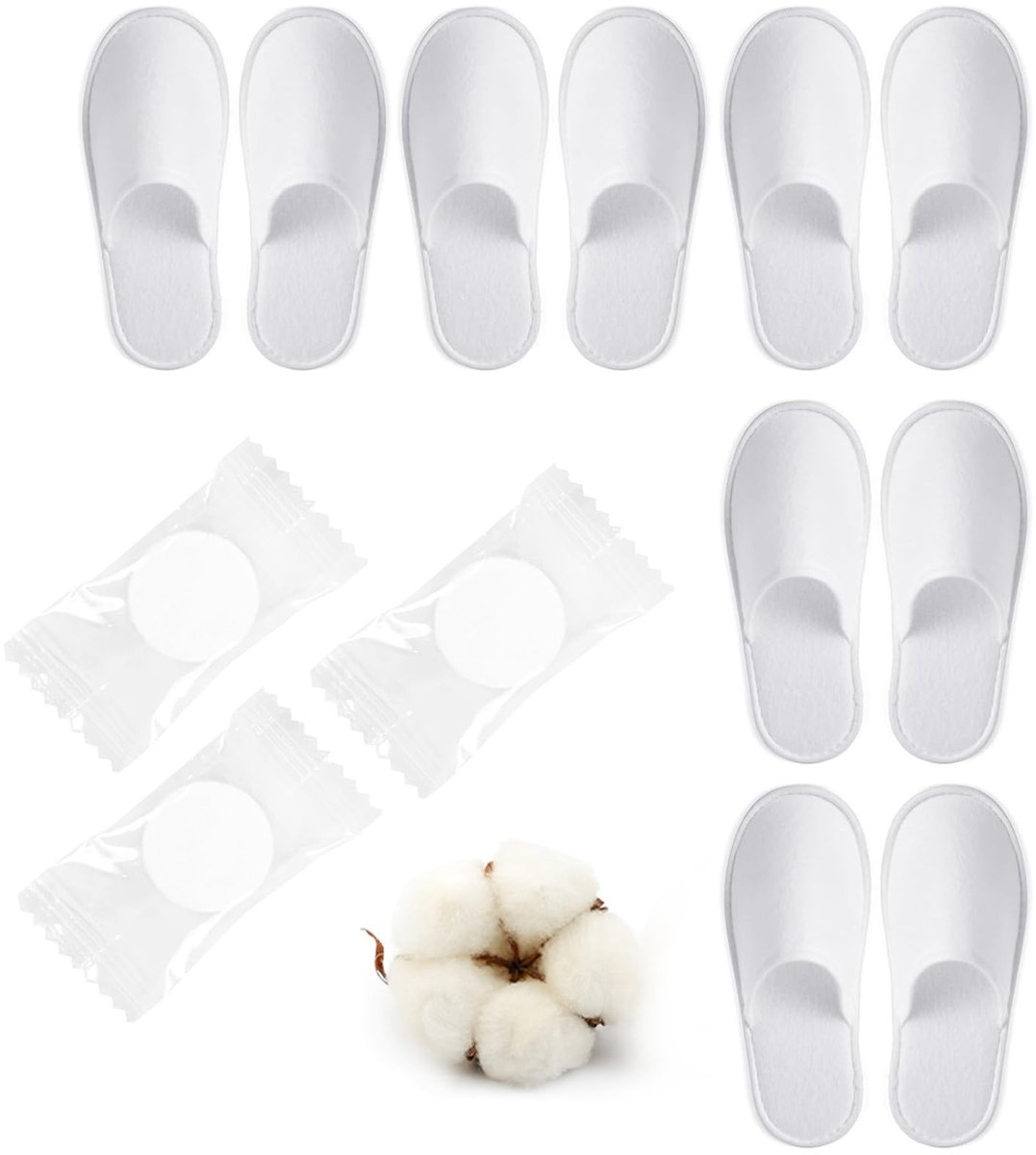 Dailygoods- Wegwerppantoffels Antislip - Gastenpantoffels - Badstof - 5 Paar + 3 Stuks - Universele Maat - Lichtgewicht en Comfortabel - Slippers