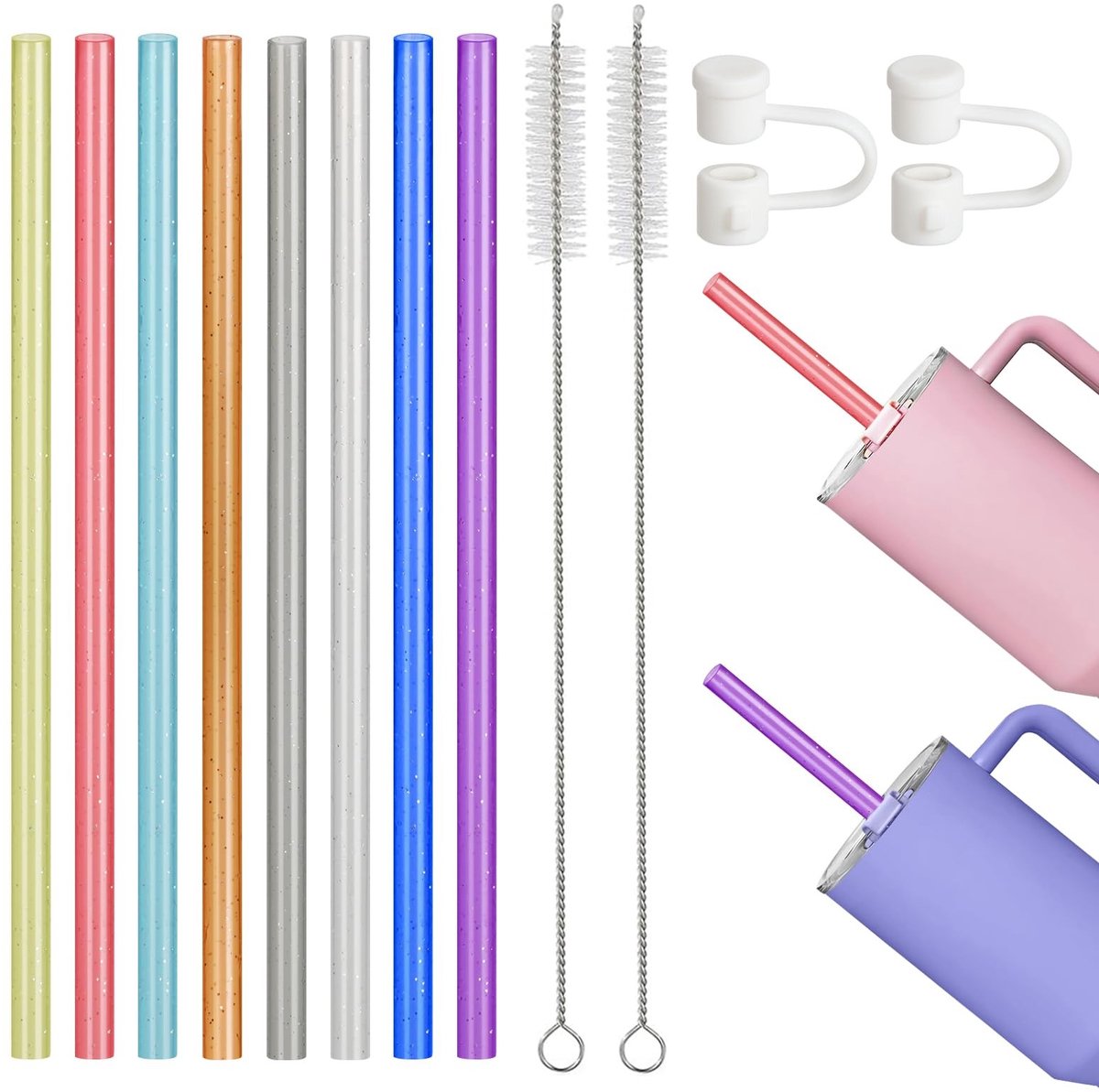 Dailygoods - Herbruikbare Drinkrietjes - Bubble Tea Rietjes - Milieuvriendelijk en Veilig - 8 Kleuren - BPA-vrij - Voor Diverse Dranken
