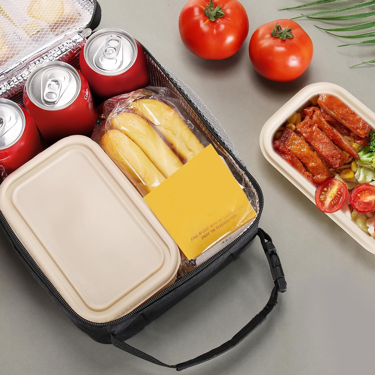 Draagbare Koeltas - Lunchtas - Geïsoleerde Lunch Tas - Thermal Bag - Compact & Handig - Grote Capaciteit - School - Lunch - Werk - Zwart - Meerlaagse Verdikte Aluminiumfolie - Voor Picknicks, Kamperen, Werk, Het Dagelijks Leven — cadeau in Cadeau-ideeën - foto 2