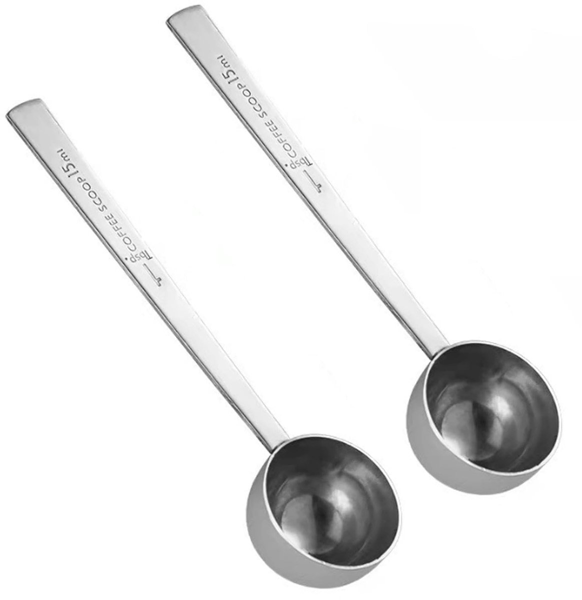 Dailygoods- Koffielepel Set van 2 - Roestvrij Stalen Maatlepels - Duurzaam en Eenvoudig Schoon te Maken - 15ml - Ergonomisch Ontwerp - 14,5 × 3,5 cm - Maatlepel
