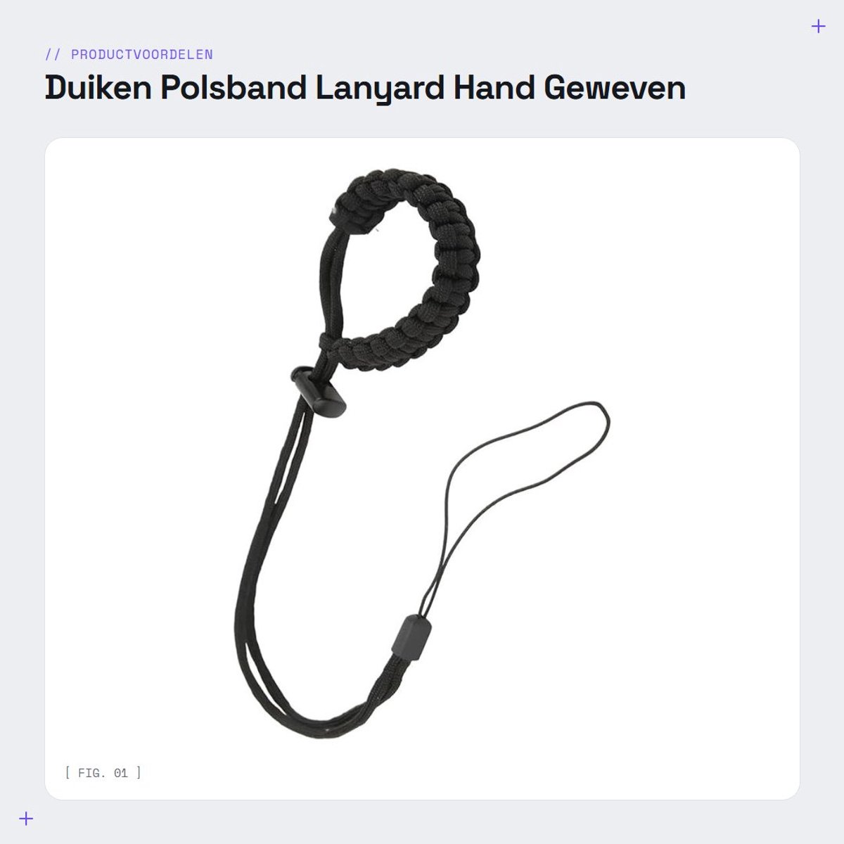 Dailygoods - Duiken Polsband Lanyard - Hand Geweven - Duurzaam en Lichtgewicht - Zwart - Geschikt voor Actiecamera's - Ideaal voor Onderwatergebruik