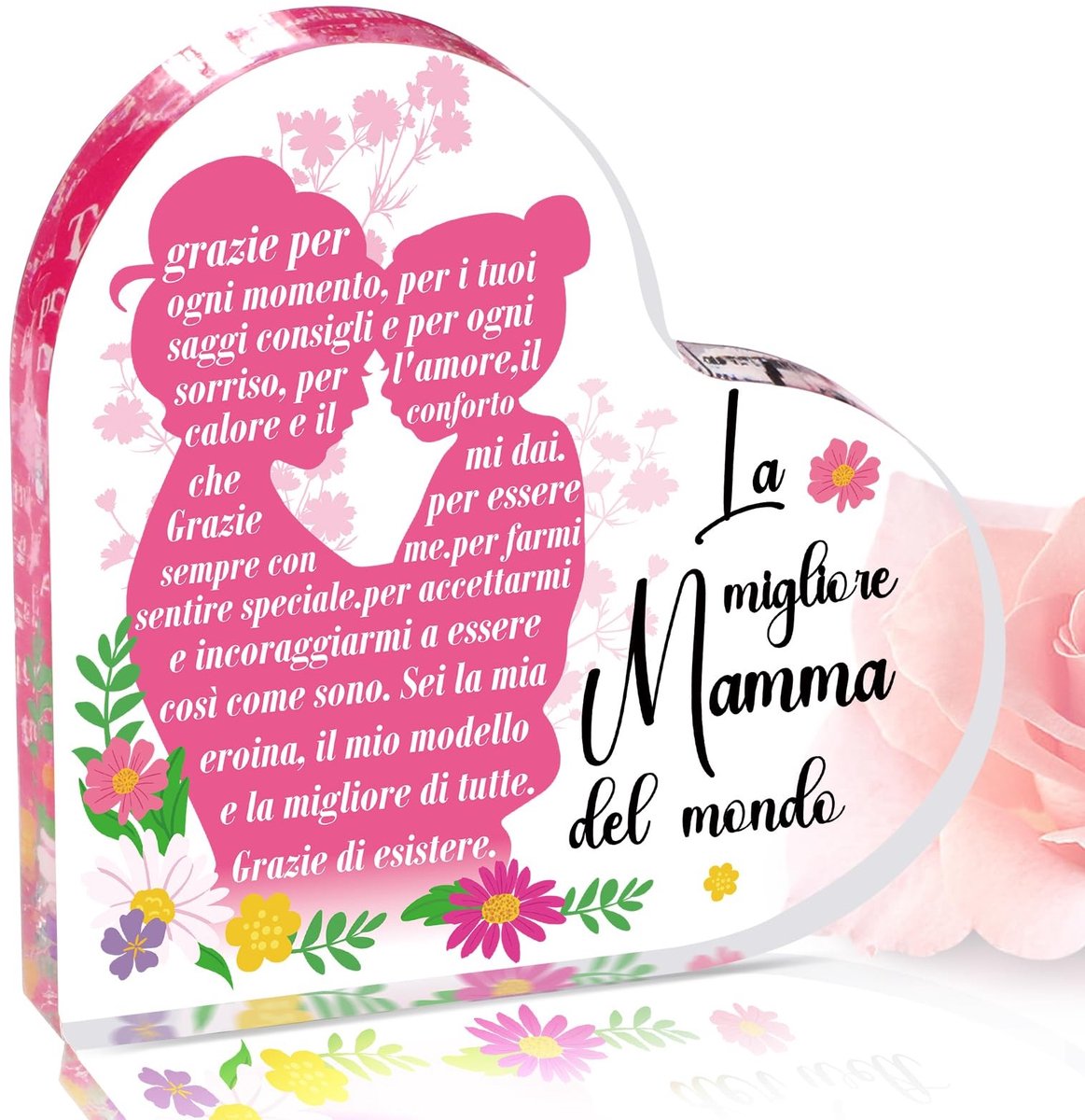 Dailygoods - Italiaans Cadeau voor Moeder - Acryl Ornament in Hartvorm