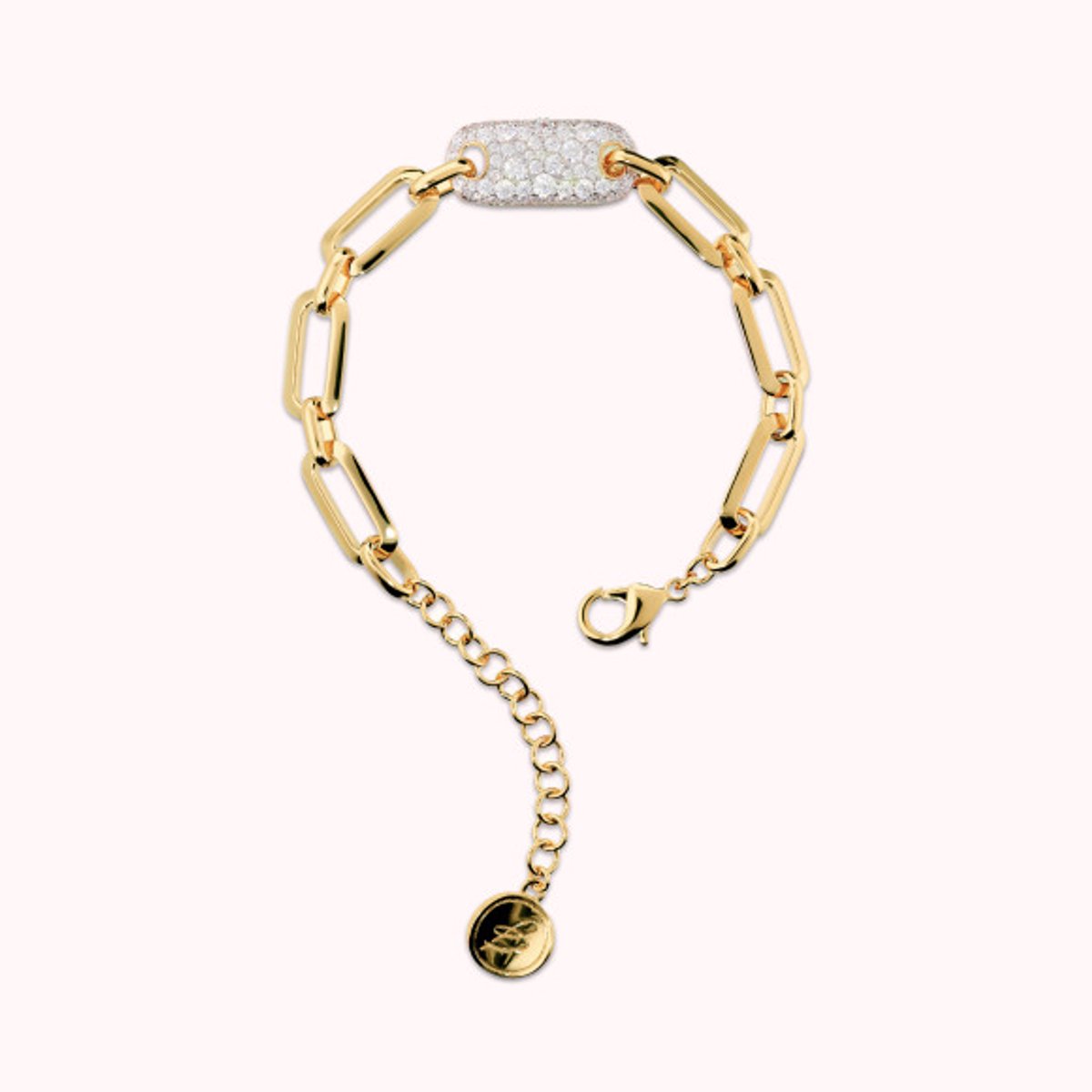 Bronzallure Polished Bracelet Chain W/ Central Mixed Pave' WSBZ02591Y.WR Brons 18