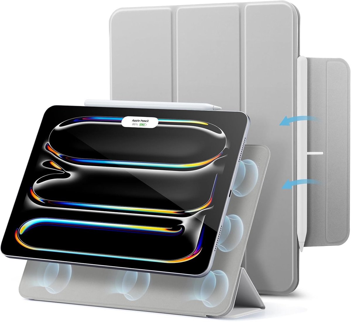 iPad Pro 11 Inch Hoes (2024) met Sterke Magnetische Bevestiging, Slimme Drievoudige Stand, Ondersteunt Apple Pencil en Auto Sleep/Wake Functie, Duurzame Bescherming