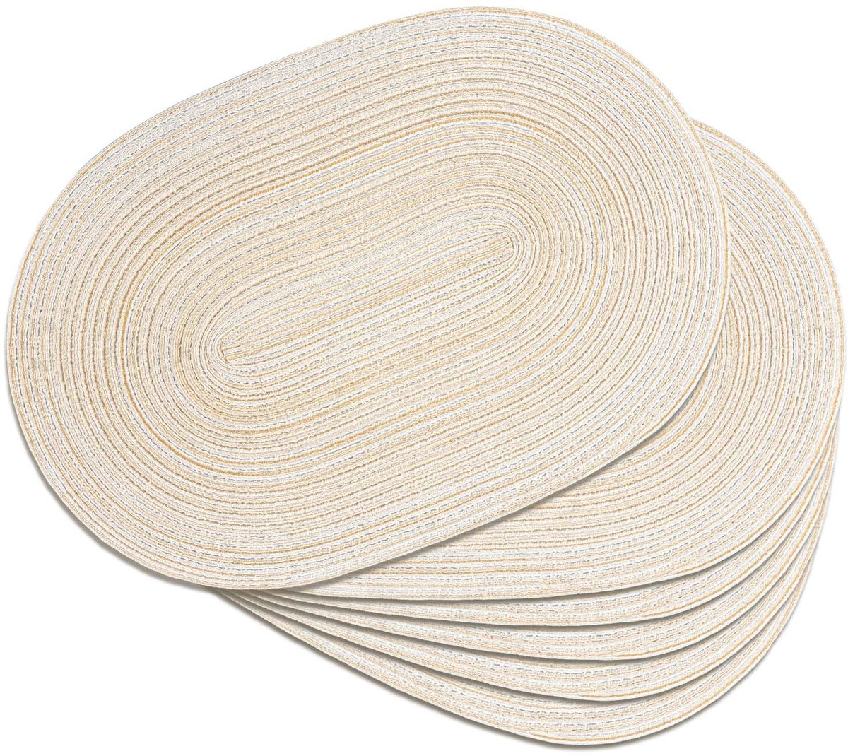 Famanu – Ovale gevlochten placemats set van 6 stuks, 30 x 45 cm, natuurlijk geweven en hittebestendig, ideaal voor eettafels