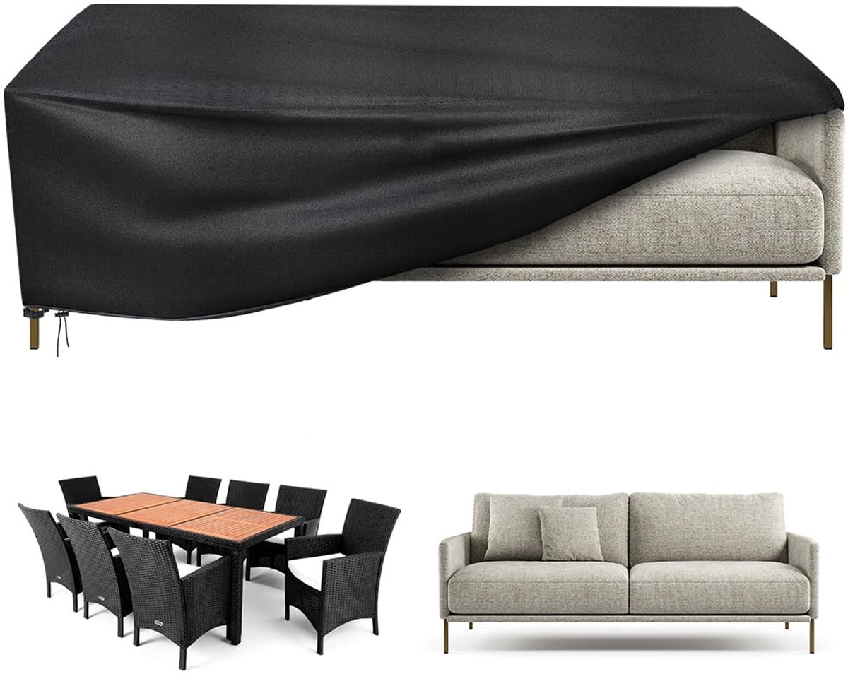 Famanu – Beschermhoes voor tuinmeubelen, 170 x 95 x 71 cm, winddicht en UV-bescherming, waterdicht afdekzeil van 210D Oxford-stof