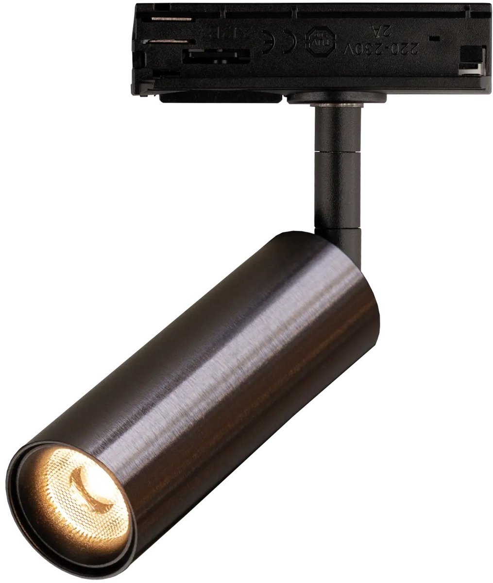 LOPAL LED railspot in brons, 4,5W, 1 lichtpunt, geschikt voor 1-fase rail (track) systemen.