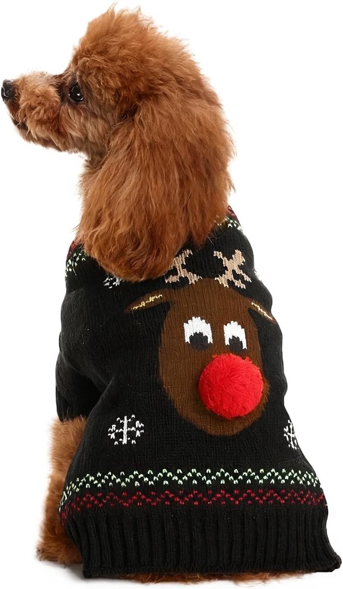 Warme Kersttrui voor Honden en Katten met Rendierpatroon - Geschikt voor Middelgrote en Grote Huisdieren
