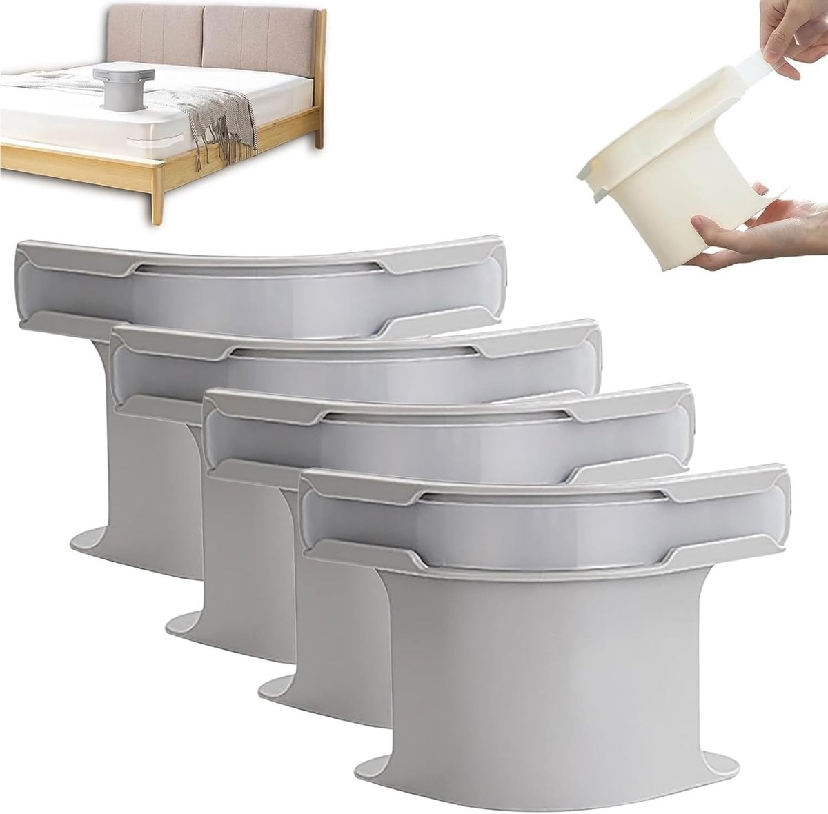 Beddengoedhouderset met Slotstrips - Grijs - 4 Stuks - Antislip Beddengoed Grippers - Voor Alle Matrassen