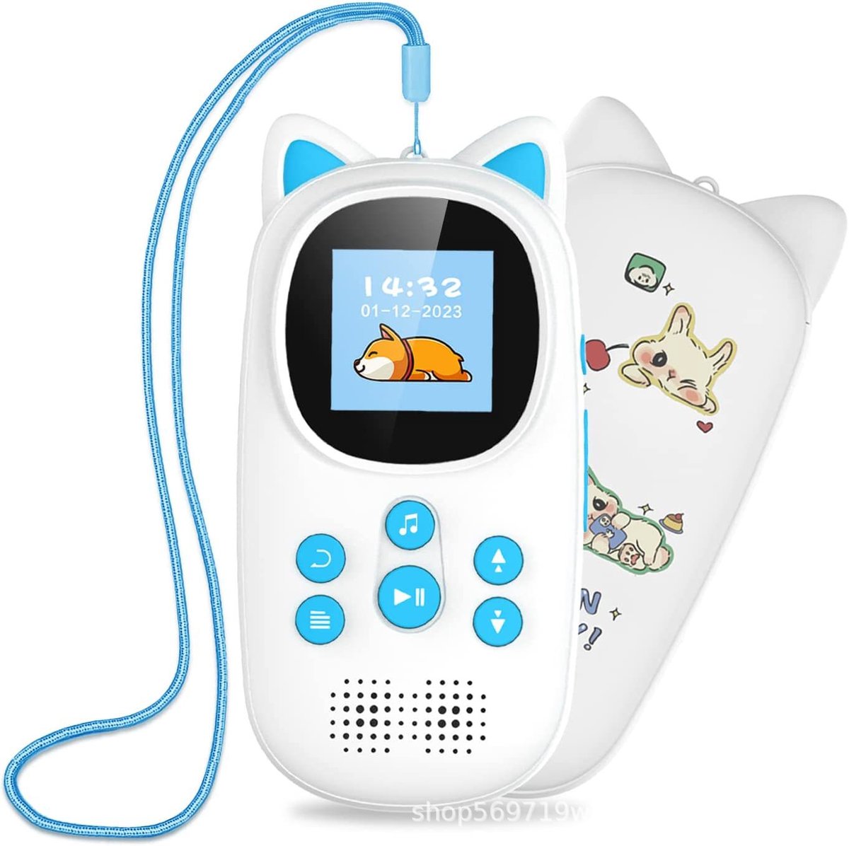 carmdering - MP3 Speler met Bluetooth - Kindvriendelijke Cartoon MP3-speler met Bluetooth 5.0, 32GB, FM-radio, Spraakopname en Ingebouwde Luidspreker – Veilig Muziekspelen voor Kinderen