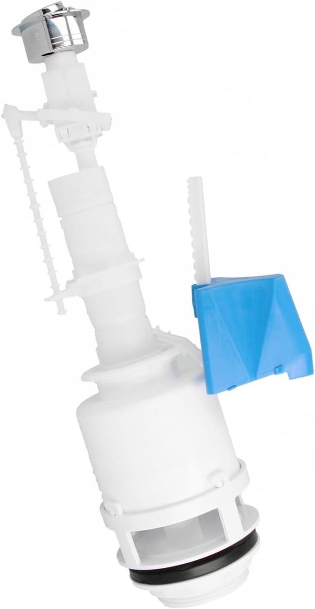 WC spoelventiel - Afvoerventiel - Toilet reparatie - Start/Stop functie - 3/6 L - Wit Blauw Chroom
