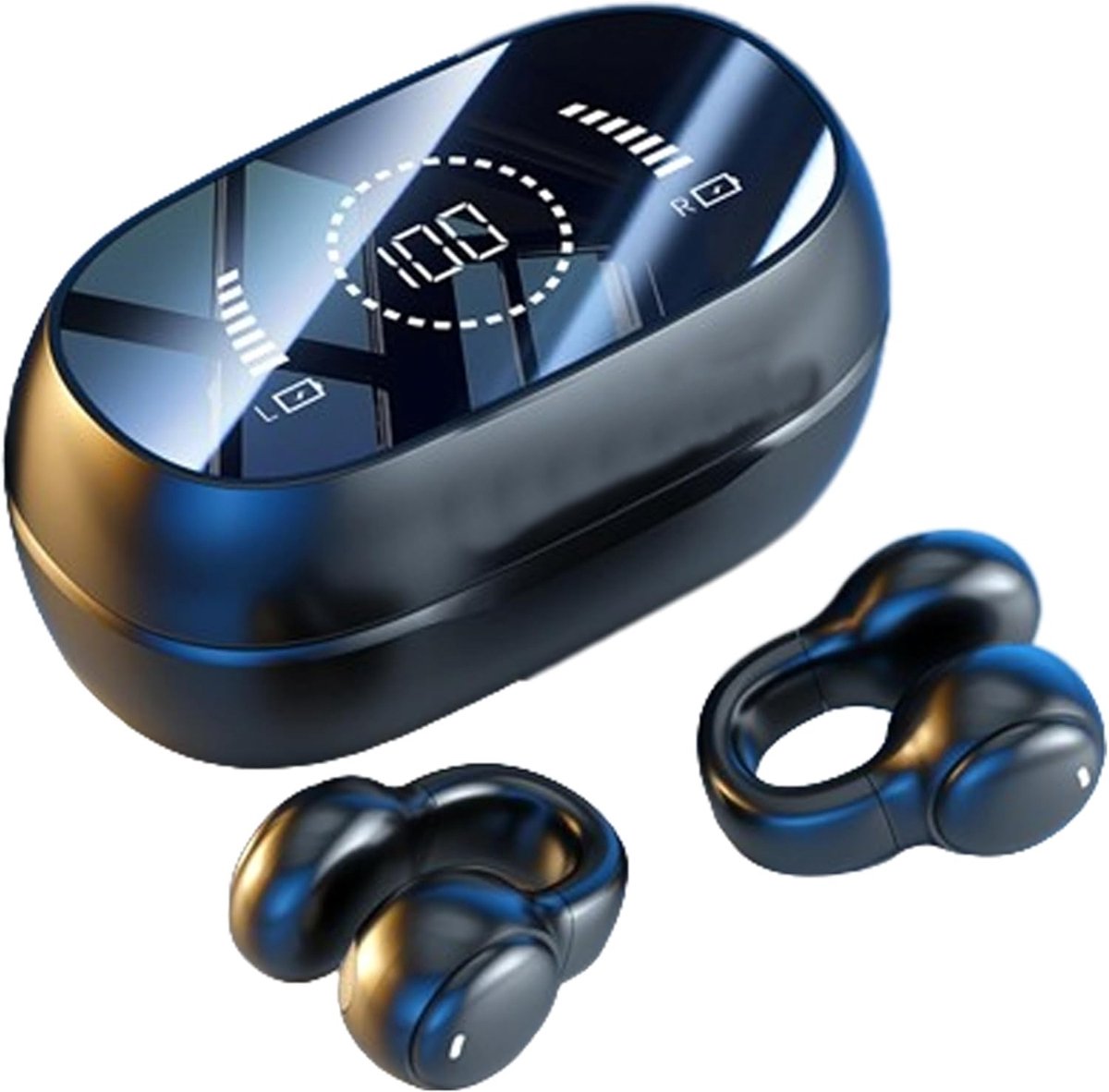 carmdering - Oortjes Draadloos- Open-Ear-Bone Conduction headphone-Langdurig Batterij – Ideaal voor Kantoor -Bluetooth Headset met Oplaadcase- Bluetooth 5.4 - Geweldige Geluidskwaliteit