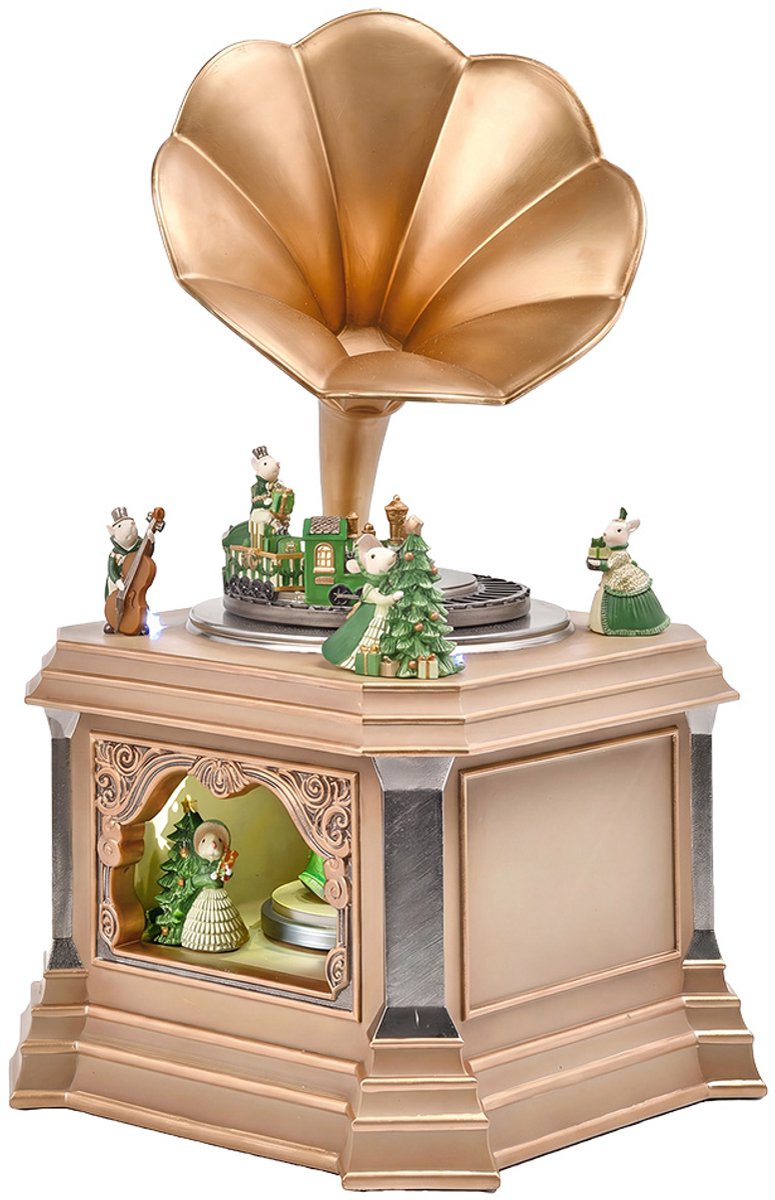 Clayre & Eef Muziekdoosje LED Beige Kunststof