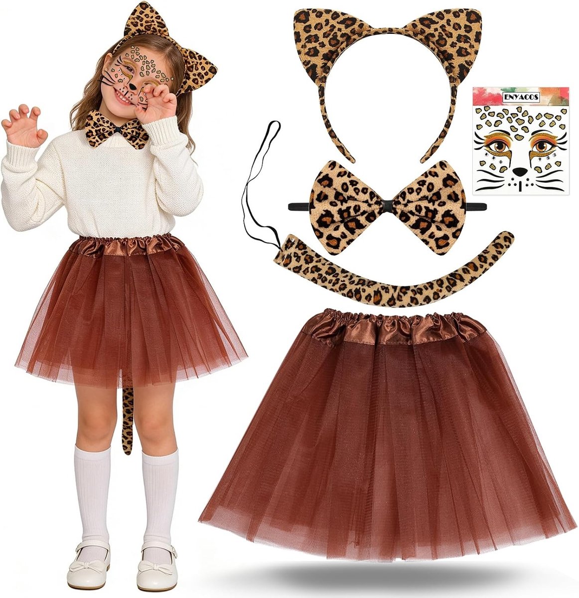 Schattig kinder kostuum voor katten, dieren kostuum voor meisjes, ideaal voor carnaval en Halloween feestjes