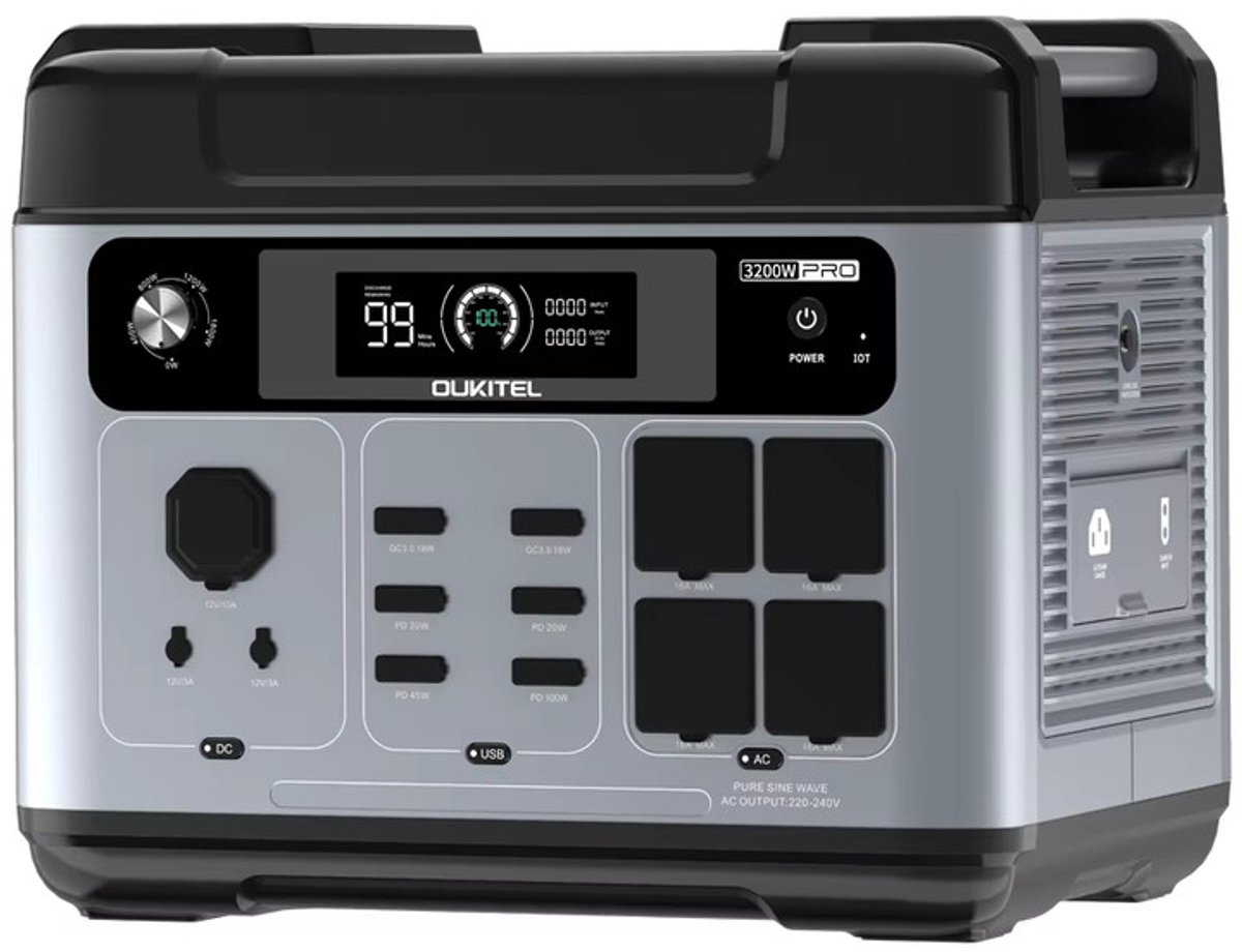 OUKITEL P2001E Pro Powerstation - 3200W - Zonnegenerator - 2048Wh LiFePO4 Batterij - Draagbaar - Mobiele Voeding - Voor Noodpakket,Stroomuitval,Kamperen en Outdoor