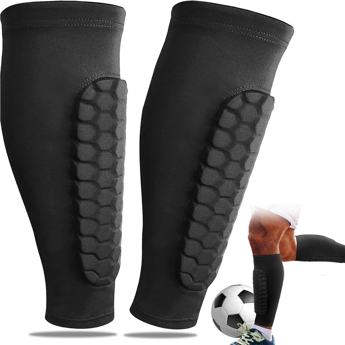 Voetbalbescherming - Zwart - XL - Comfortabele Stootdemping voor Sport en Skiën