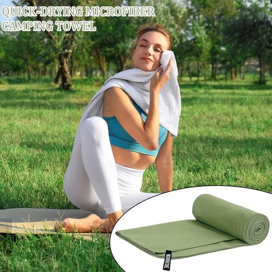 Microvezel Handdoek - Reishanddoek Sportbadlaken - Snel Drogen - Ultra Absorberend - 40x80 cm - Groen — afbeelding 4