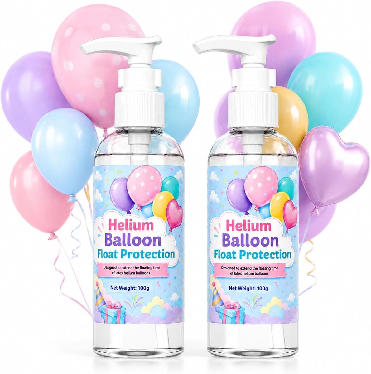 Hoge Vlotter voor Ballonnen - Transparant - 500 ml - Beschermende Vloeistof met Pomp - Voor Feestelijke Decoraties