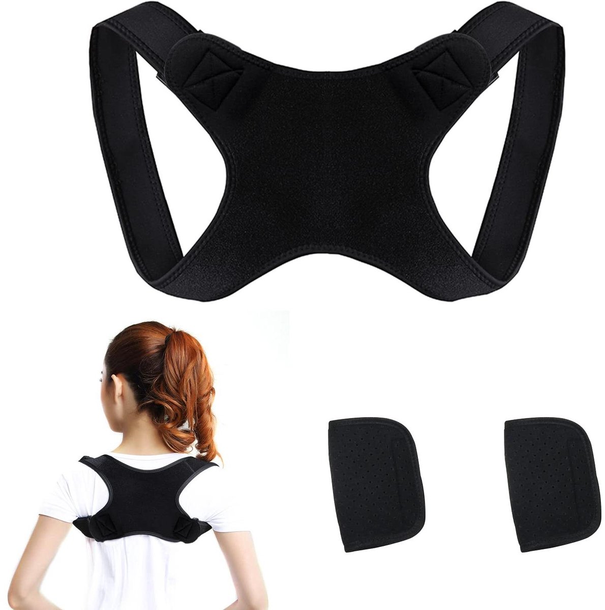 Rugcorrector - Houdingstrainer - Houding Verbeteren - Met Schouderkussens - One Size - Zwart